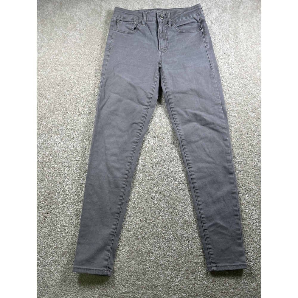 American Eagle Jeans Womens 2 Short Gray Super Stretch Skinny Leg Pants Denim